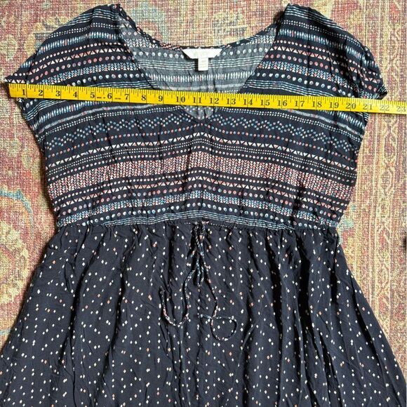 A:glow Maternity women’s Large Dress Navy Blue Pink patterned v neck tie waist - Picture 4 of 10